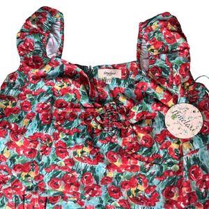 Timeless London Poppy Floral Dress Womens 14 Red Teal New Fit & Flare Midi